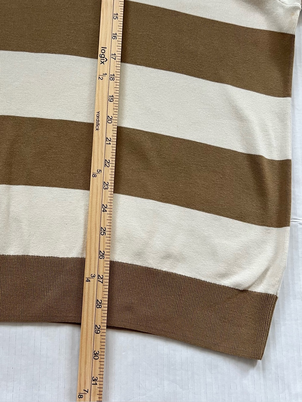 COS Oversized Striped Cotton Crewneck Sweater Brown Cream Size Large - Picture 14 of 14